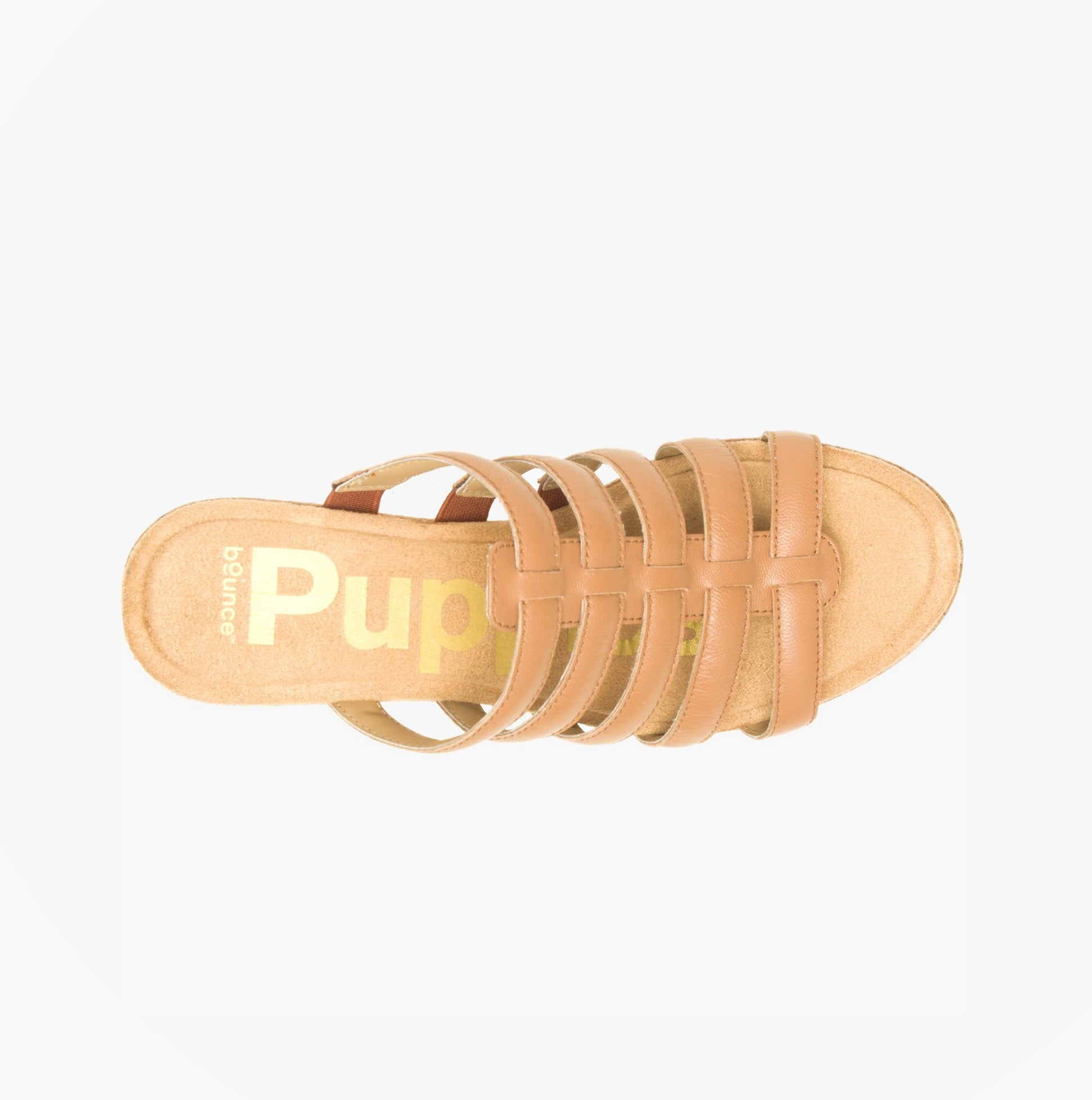 Top view of Hush Puppies WILLOW SLIDE Womens Sandals Tan featuring leather upper and comfortable design.