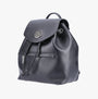 Hush Puppies MONA Womens Back Packs Black side view showcasing its drawstring closure and adjustable strap.