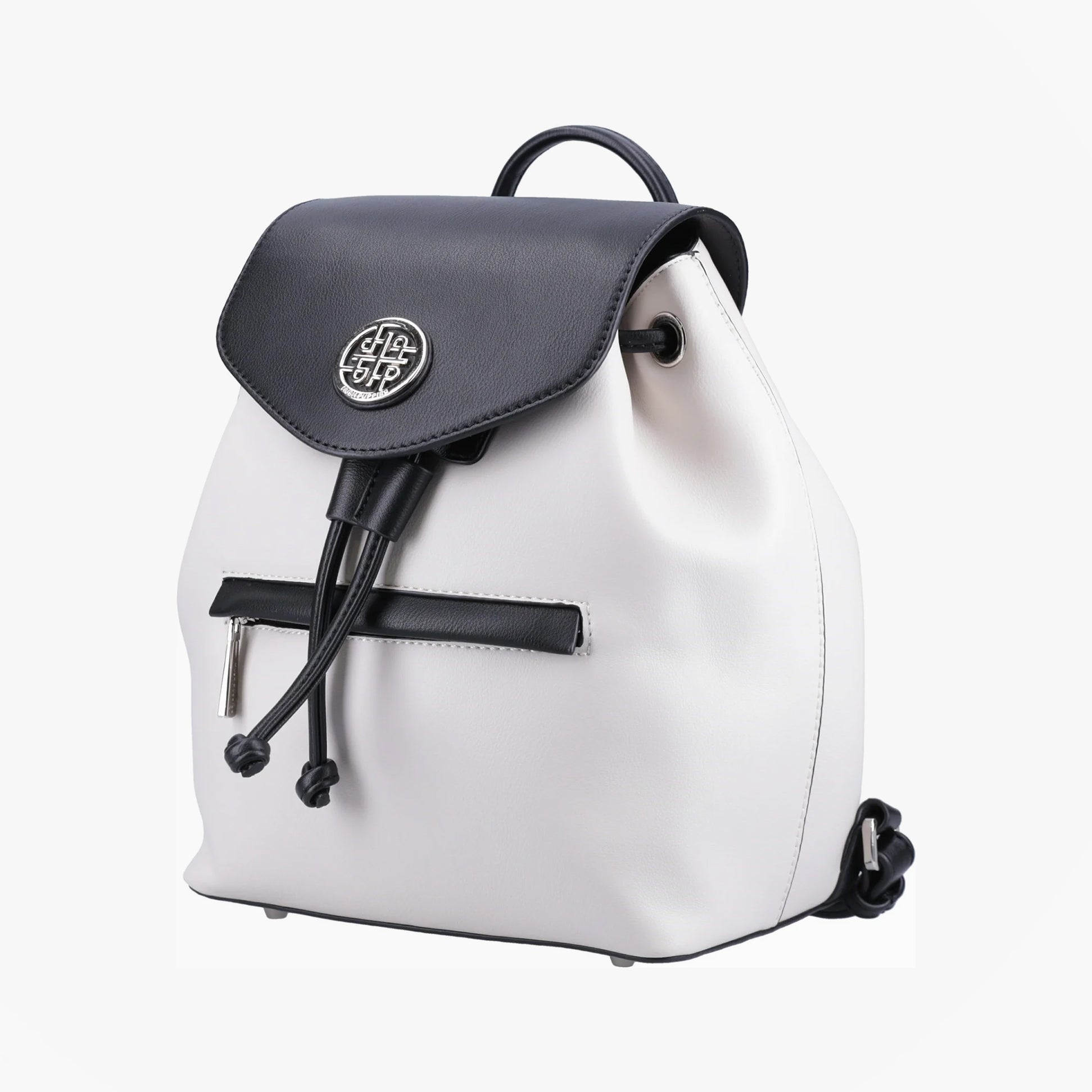 Hush Puppies MONA Womens Back Packs Beige side view showcasing adjustable strap and drawstring closure.