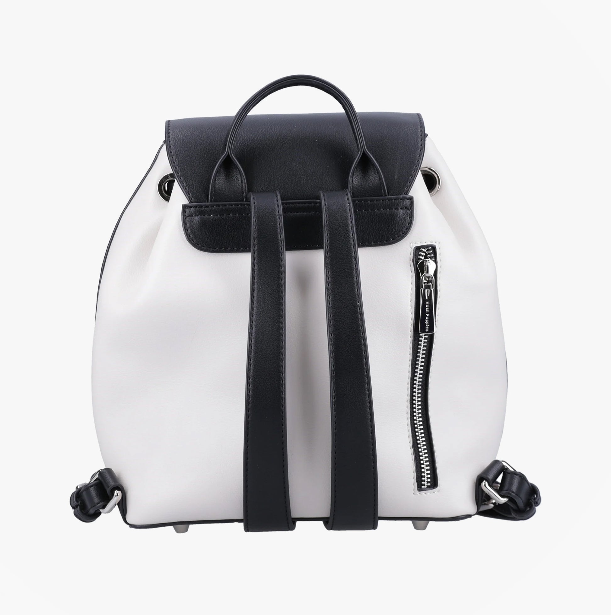 Hush Puppies MONA Womens Back Packs Beige front view showing drawstring closure and adjustable straps.