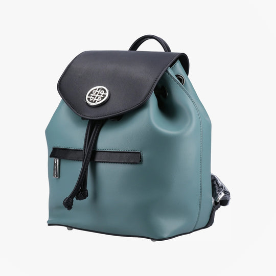 Hush Puppies MONA Womens Back Packs Light Turquoise side view with black accents and adjustable strap.