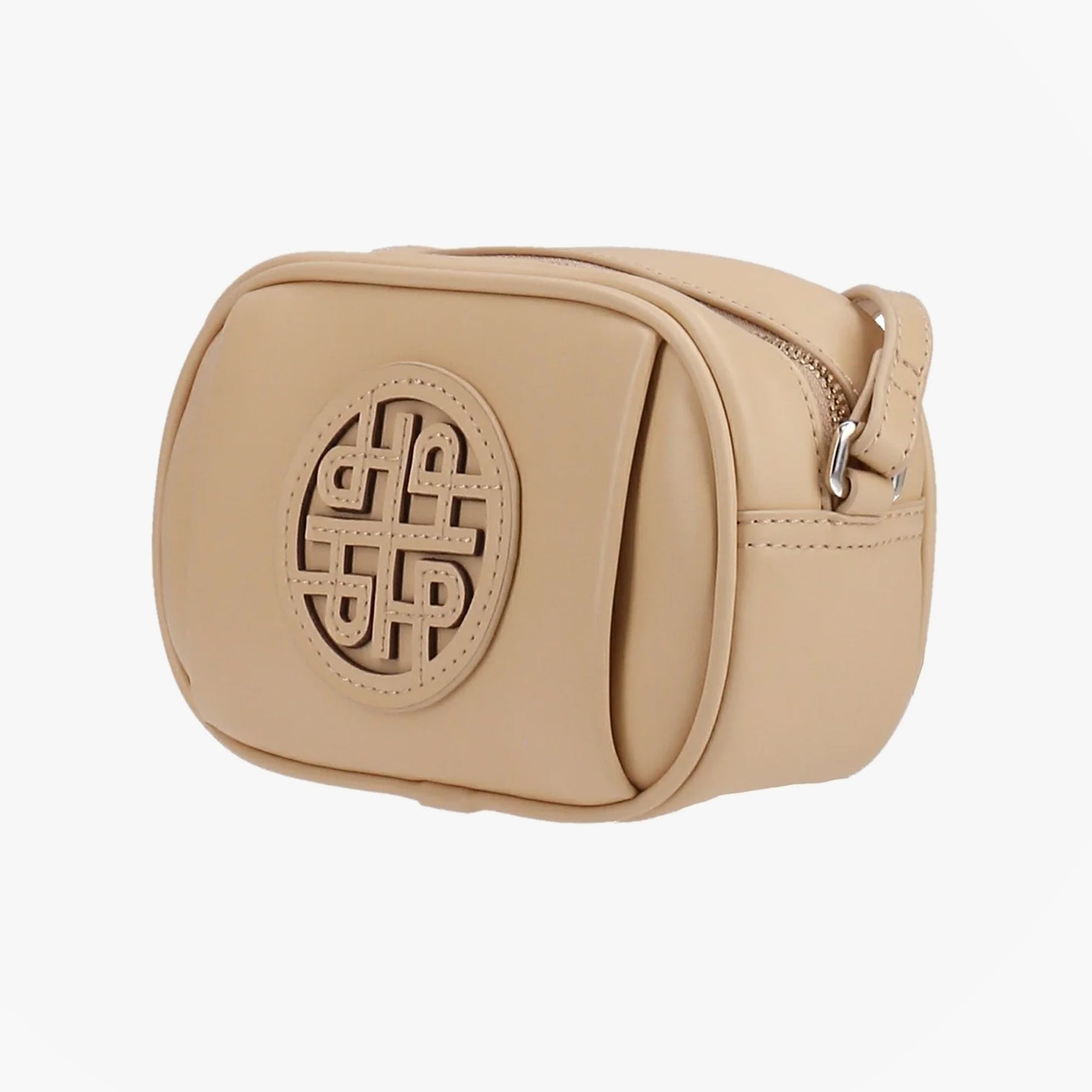 Hush Puppies AVELINE Womens Pale Yellow clutch bag side view with adjustable strap and embossed logo.