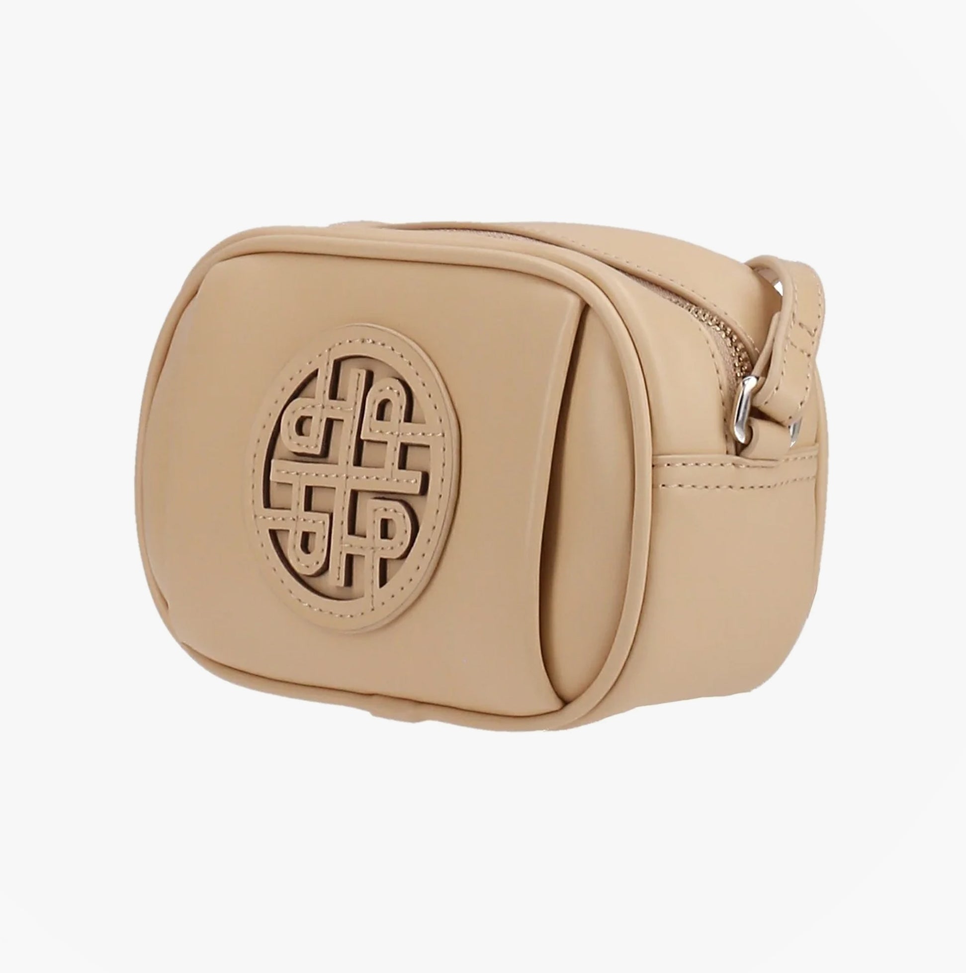 Hush Puppies AVELINE Womens Pale Yellow clutch bag side view with adjustable strap and embossed logo.