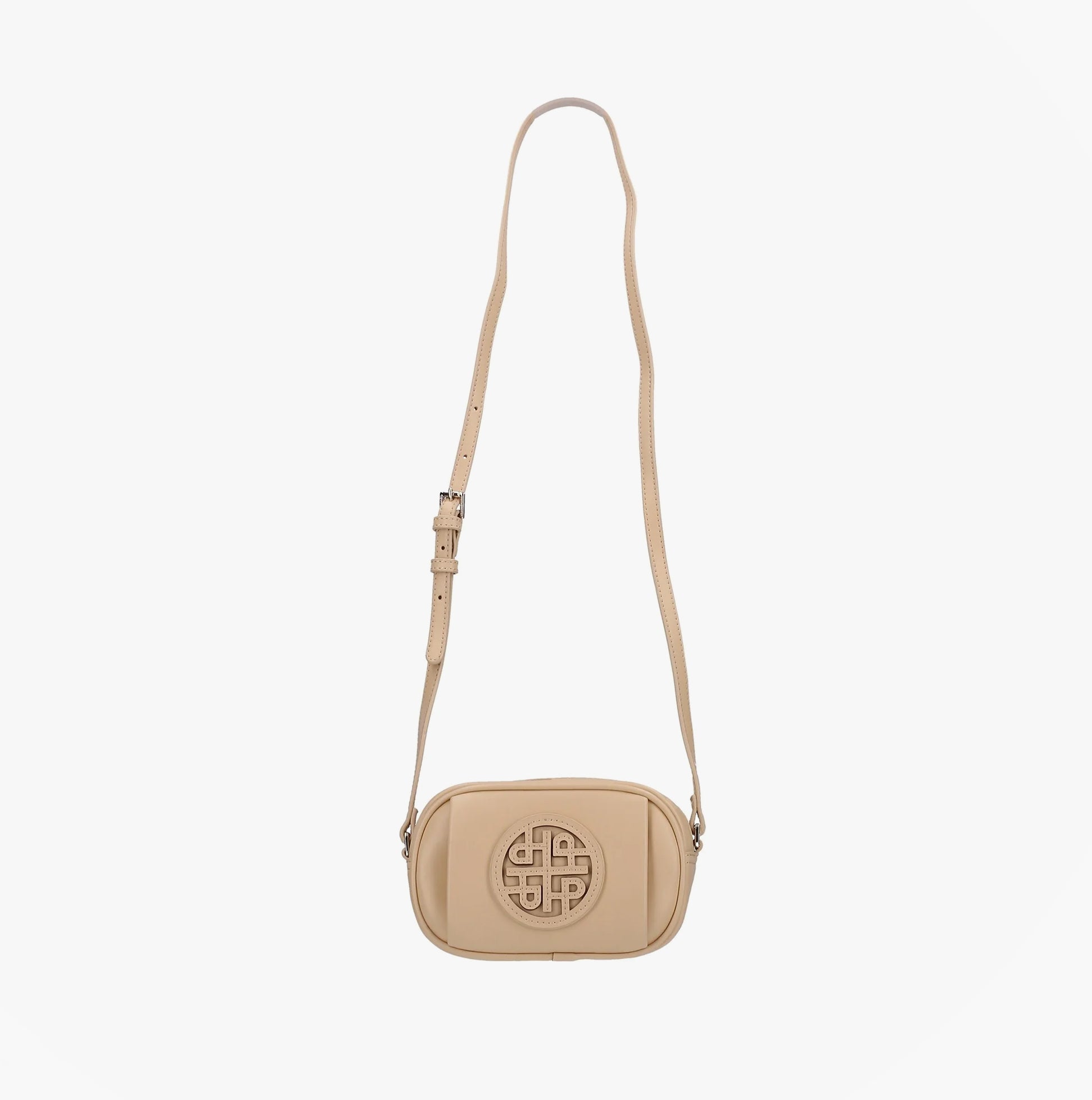 Hush Puppies AVELINE Womens Pale Yellow front view of clutch bag with adjustable long strap