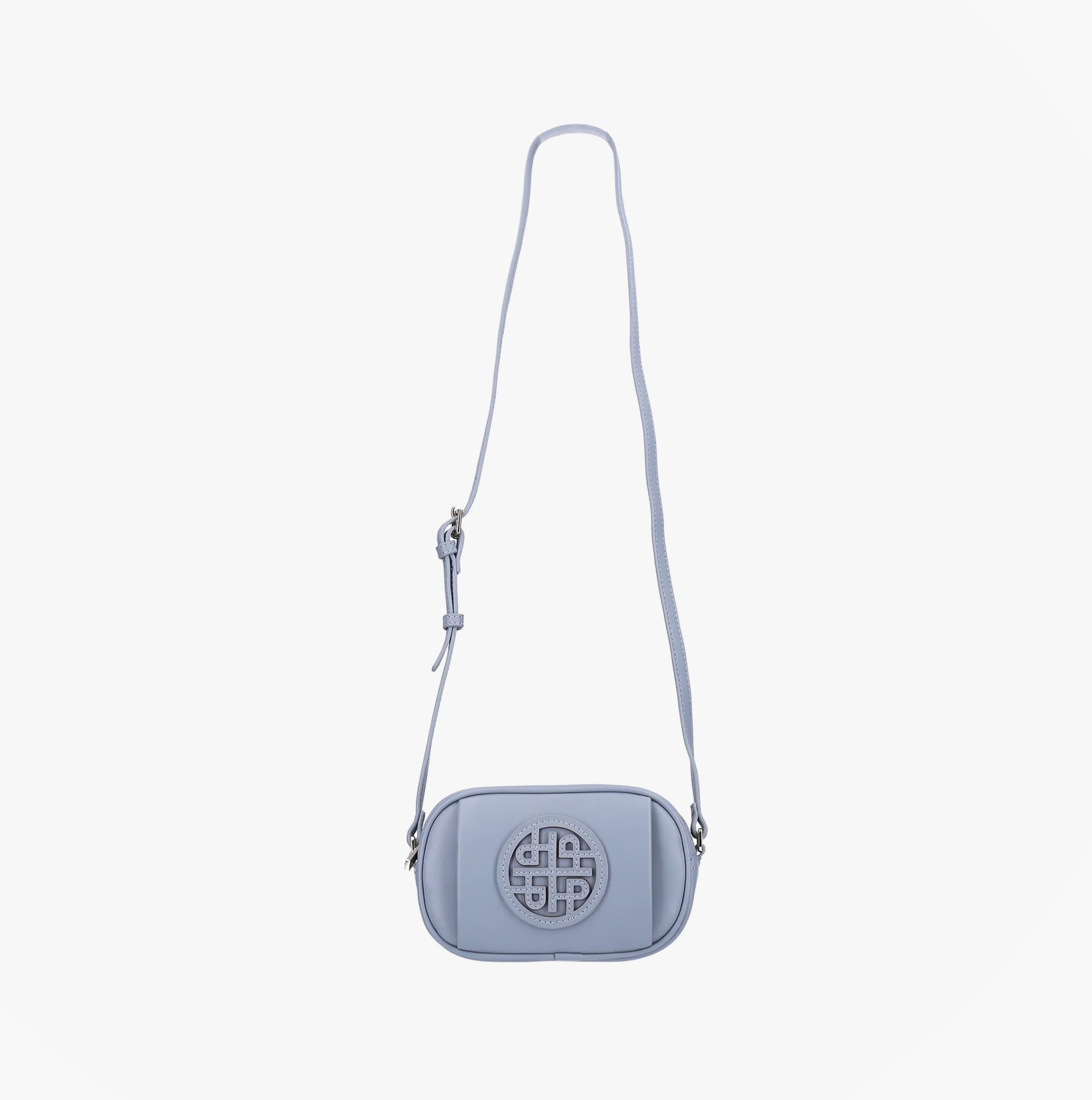 Hush Puppies AVELINE Womens Pale Blue front view with adjustable strap and embossed design.
