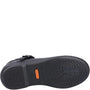 Hush Puppies BRITNEY Girls Leather School Shoes Black bottom view showing TPR sole with grip design.