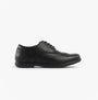 Hush Puppies BRIDGET Girls Leather School Shoes Black side view with lace-up closure and round toe.