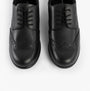 Hush Puppies BRIDGET Girls Leather School Shoes Black top view showcasing round toe and lace-up design.