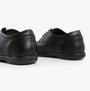 Hush Puppies BRIDGET Girls Leather School Shoes Black, back view highlighting lace-up design and details.