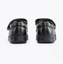 Hush Puppies RYAN Boys Leather School Shoes Black rear view showing the black leather and touch fasten style.