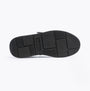 Hush Puppies ROWAN Boys Leather School Shoes Black bottom view showcasing durable TPR sole and grip features.