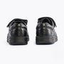 Hush Puppies ROWAN Boys Leather School Shoes Black back view with lace-up and touch fasten features.
