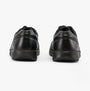 Hush Puppies ROBERT SNR Boys Shoes Black, rear view, showcasing the leather upper and flat heel design.