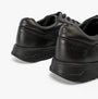 Hush Puppies ROBERT SNR Boys Shoes Black rear view showcasing textured leather and lace-up design.