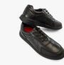 Hush Puppies ROBERT SNR Boys Shoes Black, side view showing shoe details, lace-up closure and memory foam cushioning.