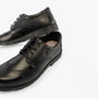Hush Puppies JACOB SNR Boys Shoes Black side view showing lace-up design and round toe shape.