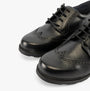 Hush Puppies JACOB SNR Boys Shoes Black close-up view of leather upper and lace-up detailing.
