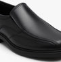 Hush Puppies TOBY SENIOR Boys Shoes Black side view showcasing leather upper and slip-on design.