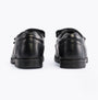 Hush Puppies LOGAN SNR Boys Shoes Black back view showing leather upper and touch fasten closure.