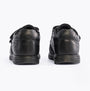 Hush Puppies LUCAS Boys Leather School Shoes Black back view showing leather upper and touch fasten closure.