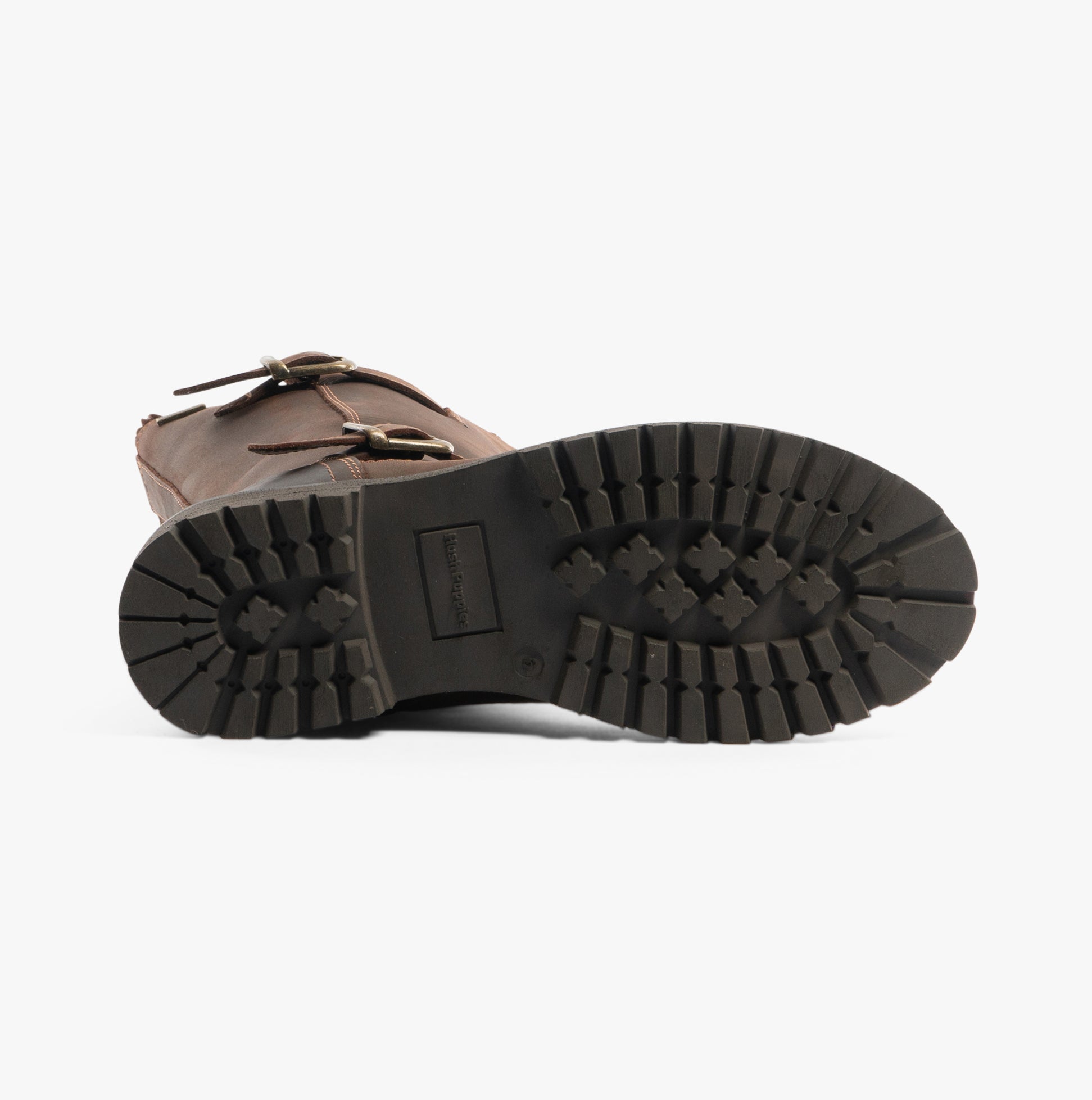 Hush Puppies WINNIE Womens Boots Brown bottom view showing the tread pattern and heel design for improved grip and comfort.