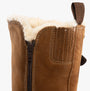 Hush Puppies WINNIE Womens Boots Tan detail view showing the brown leather upper and cozy lining with zip closure.