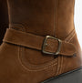 Hush Puppies WINNIE Womens Boots Tan detail view showcasing buckle and leather texture.