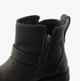 Hush Puppies WAKELY Womens Boots Black detail view showcasing zip closure and leather upper