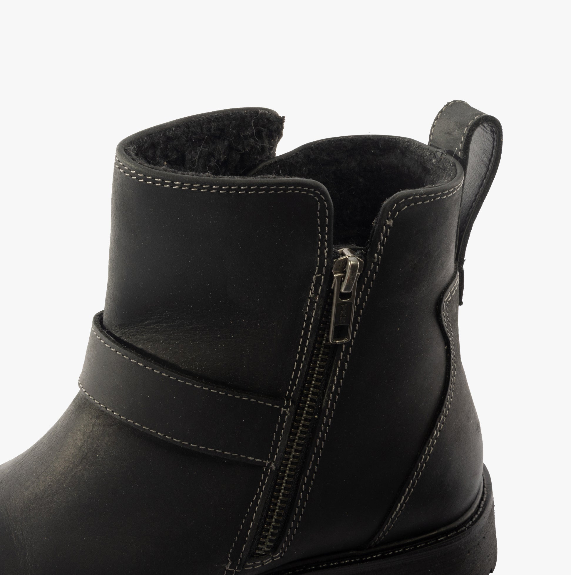 Hush Puppies WAKELY Womens Boots Black detail view showcasing zip closure and leather upper