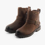 Hush Puppies WAKELY Womens Boots Brown side view showcasing leather upper and zip closure with strap detail.