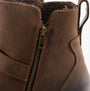 Hush Puppies WAKELY Womens Boots Brown detail view showing zipper and leather texture