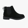 Hush Puppies MADDY WIDE Womens Leather Chelsea Boots Black side view showcasing stylish design and comfortable fit.