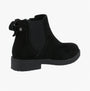 Hush Puppies MADDY WIDE Womens Leather Chelsea Boots Black side view showcasing suede upper and elastic side panels.