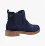 Hush Puppies MADDY WIDE Womens Chelsea Boots Navy side view showing suede upper and ankle height design.