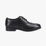 Hush Puppies NATALIA Womens Brogue Shoes Black side view with lace-up closure and detailed brogue design.
