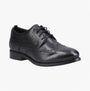 Hush Puppies NATALIA Womens Brogue Shoes Black side view showcasing leather upper and lace-up closure.