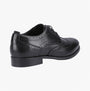 Hush Puppies NATALIA Womens Brogue Shoes Black side view showing leather upper and brogue detailing.