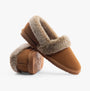 Hush Puppies ARIEL Womens Slippers Tan side and angled view showing suede upper and faux fur lining.