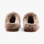 Hush Puppies AMARA Womens Slippers Tan rear view showing soft faux fur lining and suede material.