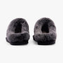 Hush Puppies AMARA Womens Slippers Black rear view showing soft faux fur lining and slip-on design.