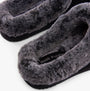 Hush Puppies AMARA Womens Slippers Black, detail view highlighting the soft faux fur lining and comfortable slip-on design.