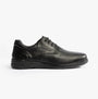 Hush Puppies MARCO Mens Shoes Black side view showing leather upper, lace-up closure, and flat sole.