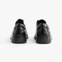 Hush Puppies MARCO Mens Shoes Black rear view, formal leather shoes, lace-up, flat heel, breathable design.