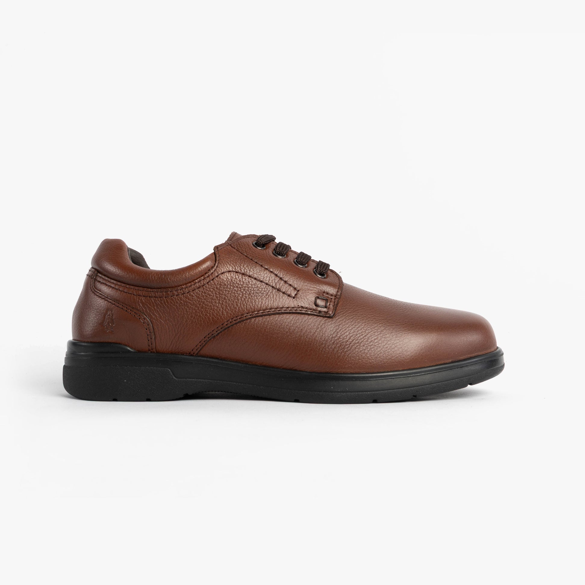 Hush Puppies MARCO Mens Shoes Brown side view showing leather upper and lace-up closure.