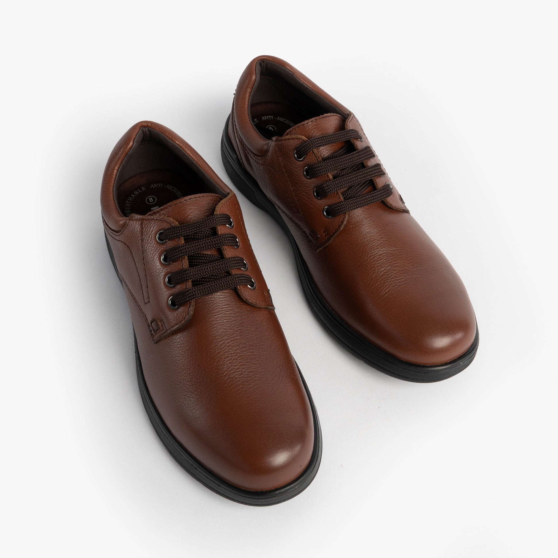 Hush Puppies MARCO Mens Shoes Brown top view showing lace-up closure and round toe design