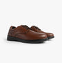 Hush Puppies MARCO Mens Shoes Brown side view showing leather upper and lace-up closure on a flat sole.