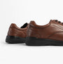 Hush Puppies MARCO Mens Shoes Brown, side view of brown leather lace-up shoes with black sole.