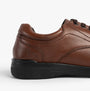 Hush Puppies MARCO Mens Shoes Brown side view featuring brown leather upper and lace-up design
