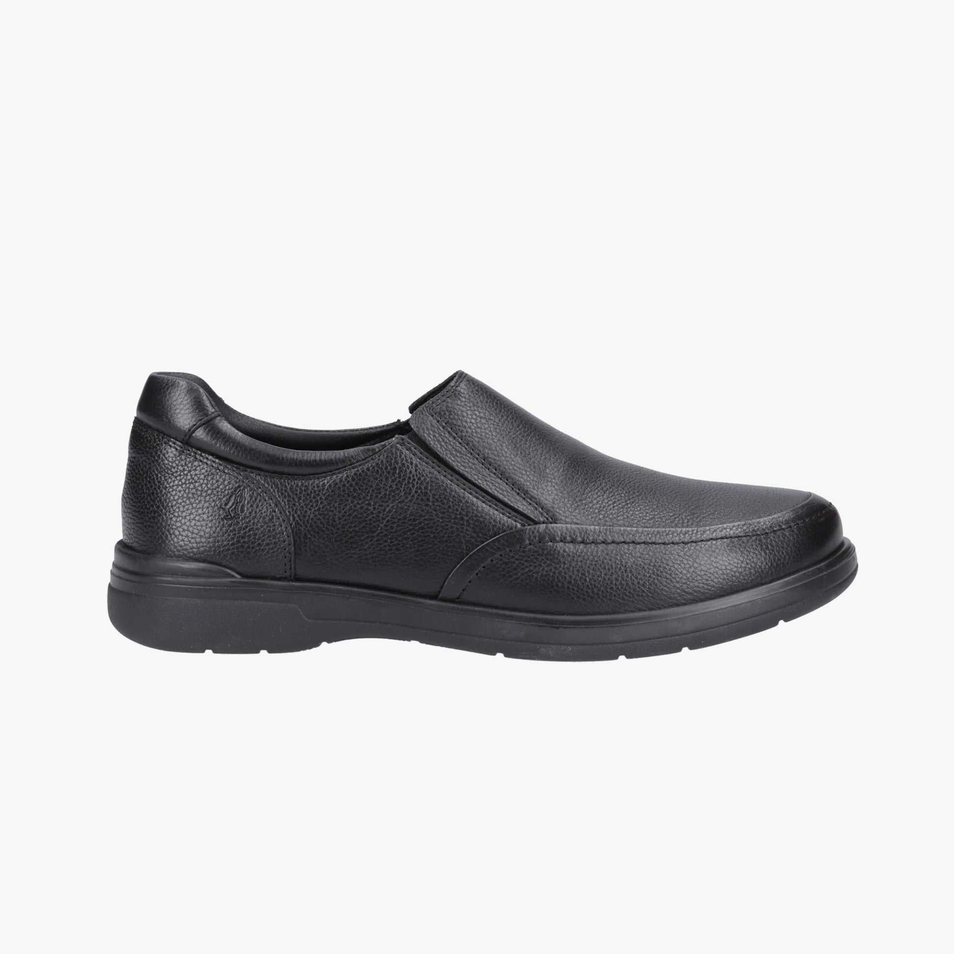 Hush Puppies MATTHEW Mens Shoes Black side view, leather upper, lace-up, formal, flat heel, breathable comfort.