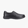 Hush Puppies MATTHEW Mens Shoes Black side view, leather upper, lace-up, formal, flat heel, breathable comfort.